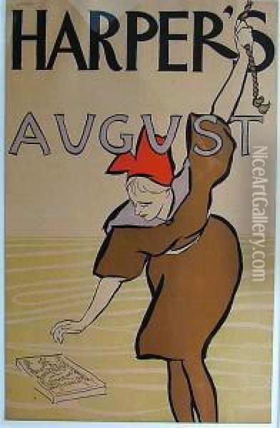 Poster Harper's August Oil Painting - Edward Penfield