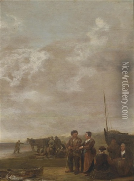 Strandszene Oil Painting - Cornelis Beelt
