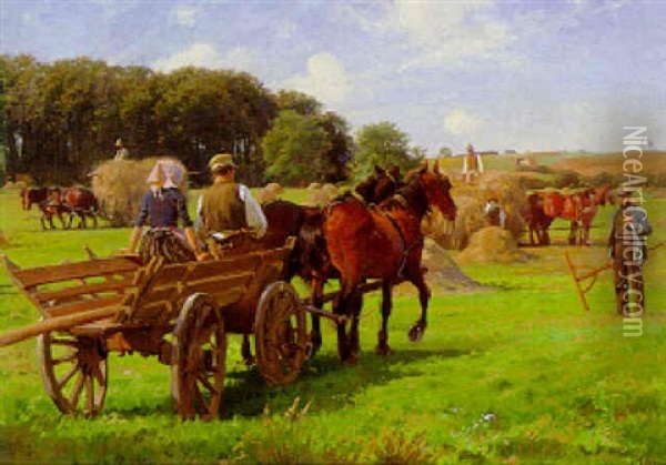 The Harvesters Oil Painting - Frants Peter Didrik Henningsen