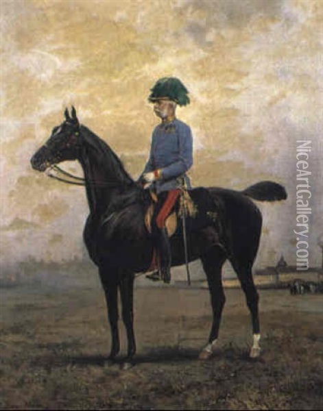 Kaiser Franz Josef In Campagneuniform Oil Painting - Julius von Blaas