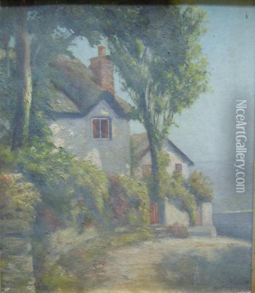 Shelley's Cottage Oil Painting - George Fiessinger