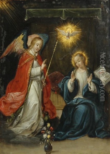 The Annunciation Oil Painting - Cornelis de Baellieur the Elder