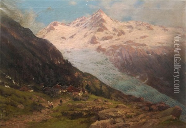 Alpengletscher Im Sommer Oil Painting - Ludwig Lanckow