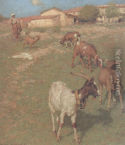 A Provencal Farm Oil Painting - Henry Herbert La Thangue