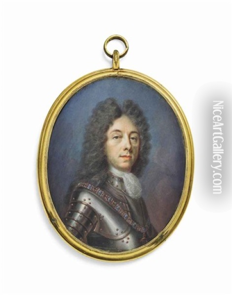 Prince Eugene Of Savoy (1663-1736), In Armour With Lace Jabot, Wearing The Collar And Jewel Of The Order Of The Golden Fleece Oil Painting - Benjamin Arlaud