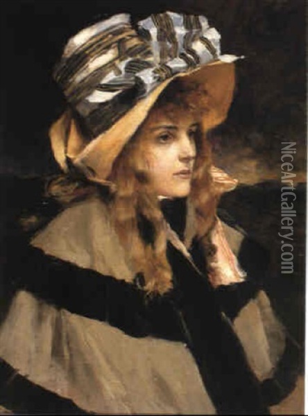 Portrait Of Mrs Alfred Stevens Oil Painting - Francois Flameng