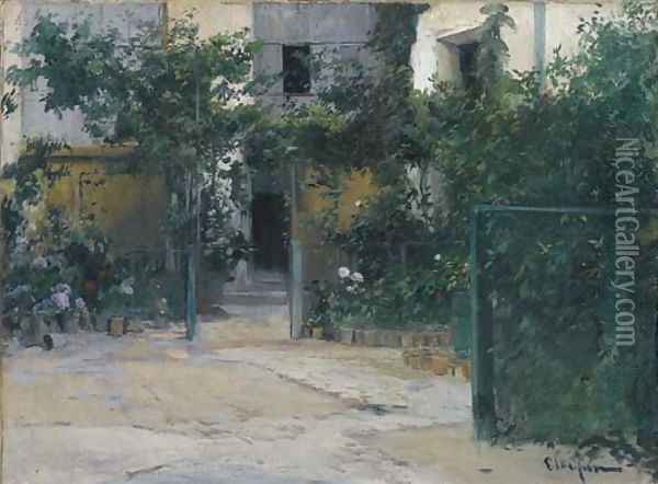 The artist's terrace Oil Painting - Eliseu Meifren i Roig
