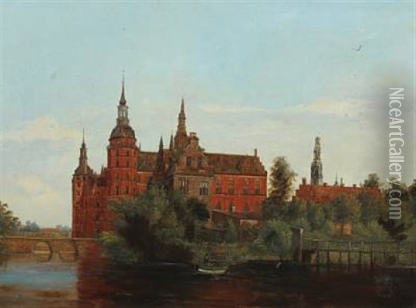 View Of Frederiksborg Castle Oil Painting - Viggo Pedersen