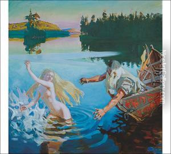 Aino Myth (aino And Vainamoinen) Oil Painting - Akseli Gallen-Kallela