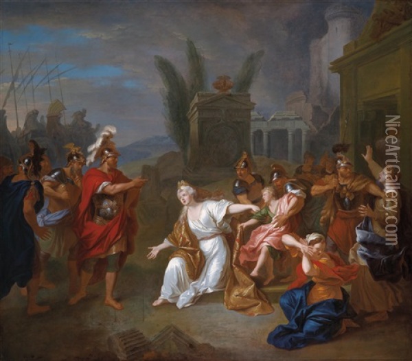 Odysseus Verlangt Von Andromache Den Knaben Astyanax Oil Painting - Louis de Silvestre