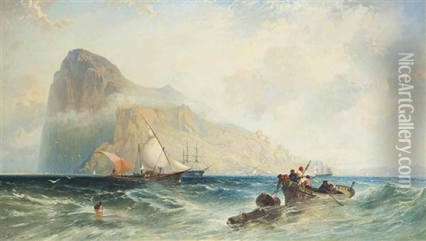 The Rock Of Gibraltar Looking Towards The African Coast Oil Painting - Harry John Johnson