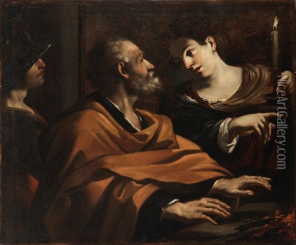 The Denial Of Saint Peter Oil Painting -  Guercino