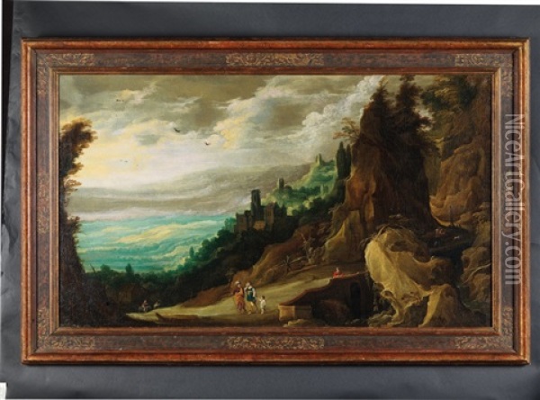 Paysage Anime De Personnages Oil Painting - Joos de Momper the Younger