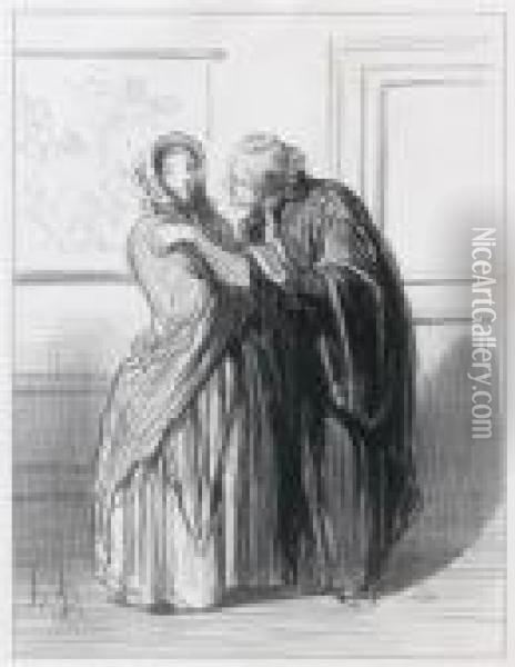Vous Etes Jolie... Oil Painting - Honore Daumier