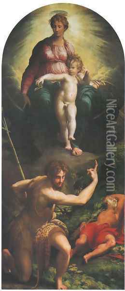The Vision of St Jerome 1527 Oil Painting - Girolamo Francesco Maria Mazzola (Parmigianino)