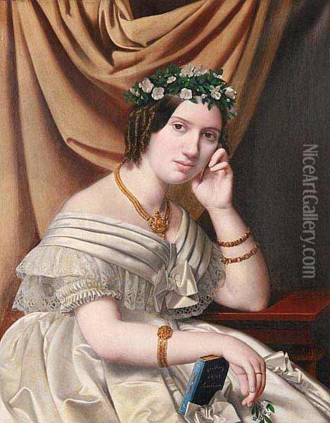 A Portrait Of A Young Lady Oil Painting - Ludwig Beyfuss