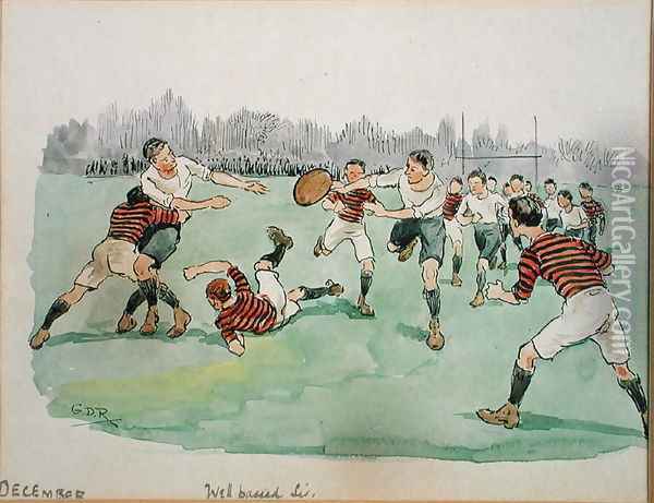 The Month of December Rugby Oil Painting - George Derville Rowlandson