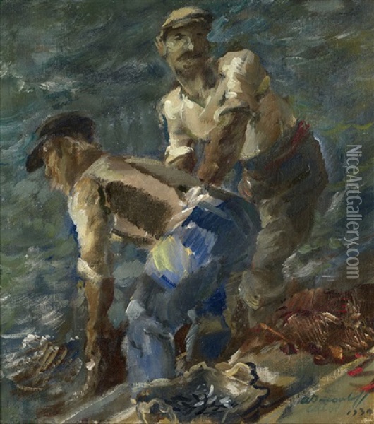 The Fishermen Oil Painting - Alexander Evgenievich Iacovleff