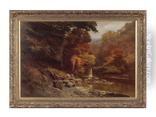 Waterfall In The Mountains Oil Painting - Edward Henry Holder