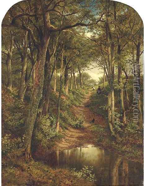 Gypsy lane, Whittington, Worcester Oil Painting - Benjamin Williams Leader