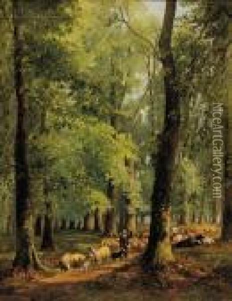 View In Kensington Gardens Oil Painting - Thomas Creswick