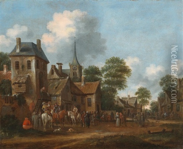 Celebrating Peasants Oil Painting - Thomas Heeremans