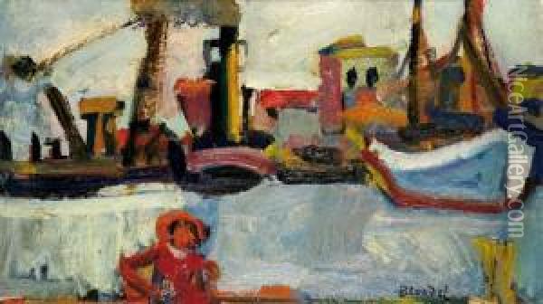 Bateaux Au Port Oil Painting - Andre Blondel
