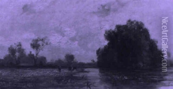 Fluslandschaft Oil Painting - Charles Felix Edouard Deshayes