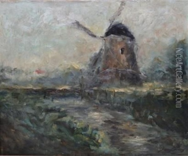 Paysage Au Moulin Oil Painting - Franz Courtens