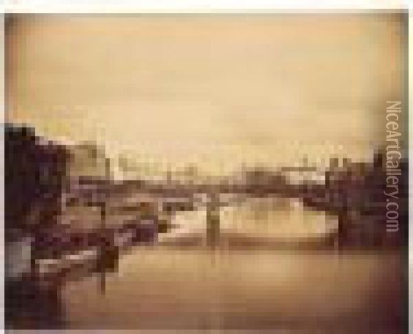 The Pont Du Carrousel, Paris: View To The East From The Pont Royal Oil Painting - Gustave Le Gray