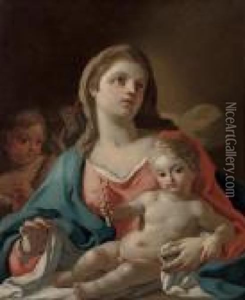 The Madonna And Child With The Infant Saint John The Baptist Oil Painting - Francesco de Mura