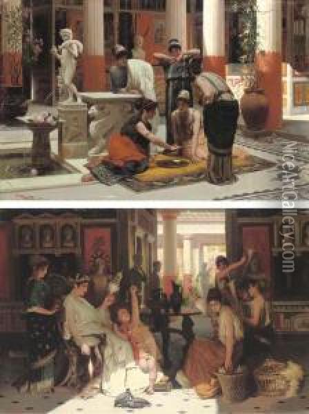 Pompeian Interiors Oil Painting - Prospero Piatti