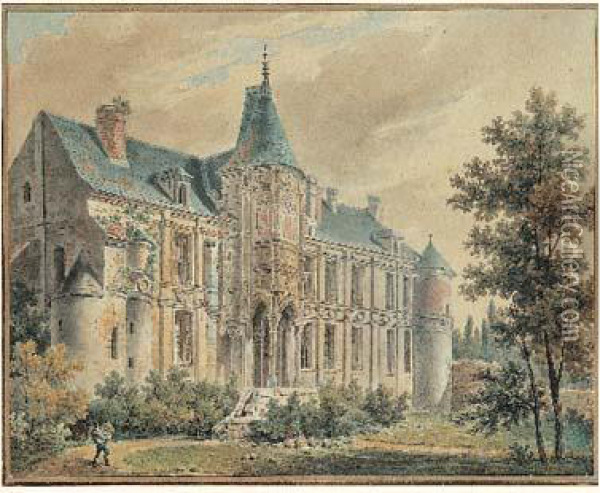 Chateau De Nantouillet Oil Painting - Antoine Louis Goblain