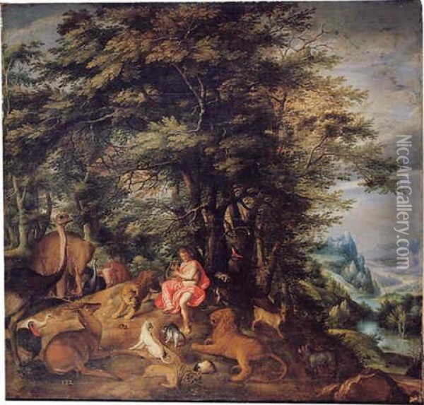 Orpheus Charming The Animals Oil Painting - Denis van Alsloot