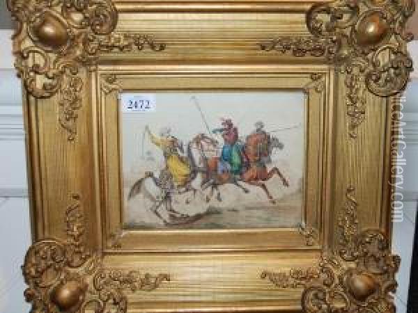 Warriors On Horseback Oil Painting - Henry Thomas Alken