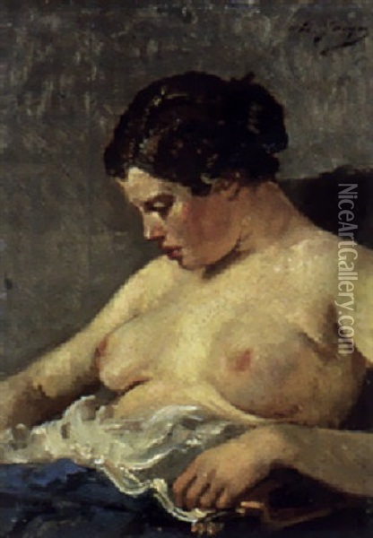 Une Femme Oil Painting - Charles Emile Jacque