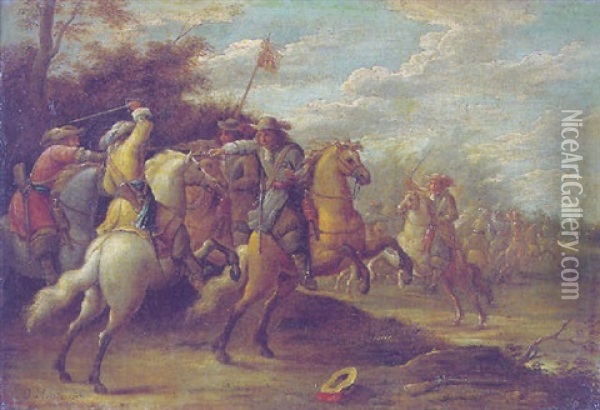 Batalla De Caballeros Oil Painting - Lambert de Hondt