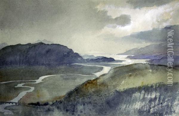 View Towards Barmouth Estuary Oil Painting - Charles Neil Knight