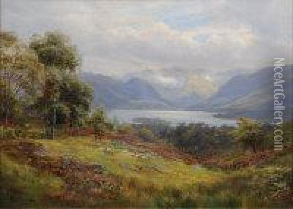 Summer - Noon Derwent Water 
 And Scawfell Oil Painting - William Lakin Turner