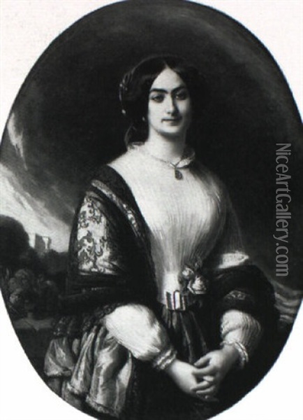 Le Portrait De La Duchesse D'albe Oil Painting - Charles Edouard Boutibonne