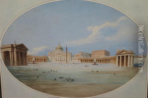La Place Saint Pierre De Rome Oil Painting - Giovanni Battista Gigli