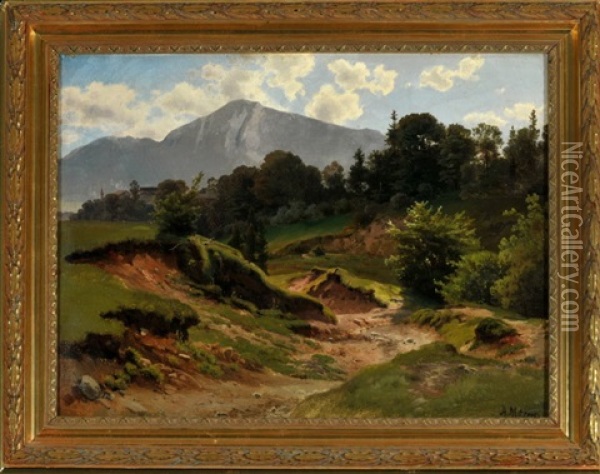 Hohlweg In Berglandschaft Oil Painting - Alfred (Wilhelm) Metzener