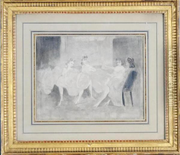 Dancers At A Barre Oil Painting - Constantin Guys