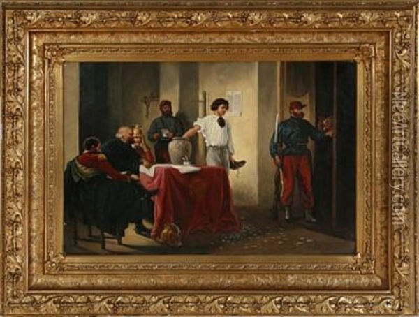 Examination Of Men Liable For Military Army Oil Painting - Artur Grottger