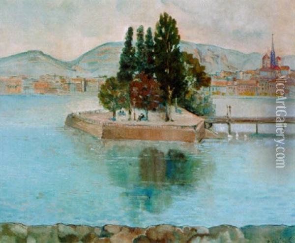 Vue Du Lac, Geneve Oil Painting - Johann Robert Schuerch