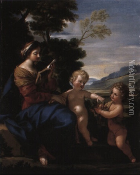 The Madonna And Child With The Infant St. John The Baptist Oil Painting - Giovanni Francesco Romanelli
