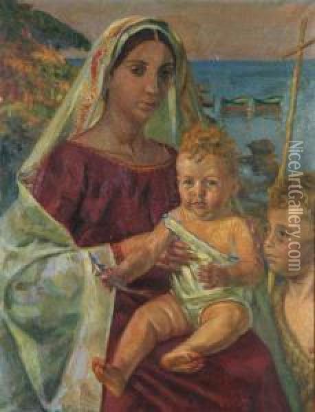 La Madonna Col Bambino E San Giovannino Oil Painting - Ruggero Focardi