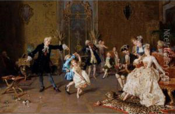 The Dancing Lesson Oil Painting - Giocomo Mantegazza