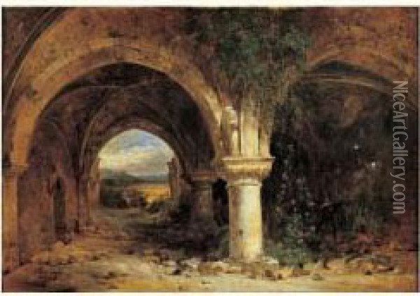 Personnages Dans Des Ruines Romaines Oil Painting - Charles Caius Renoux