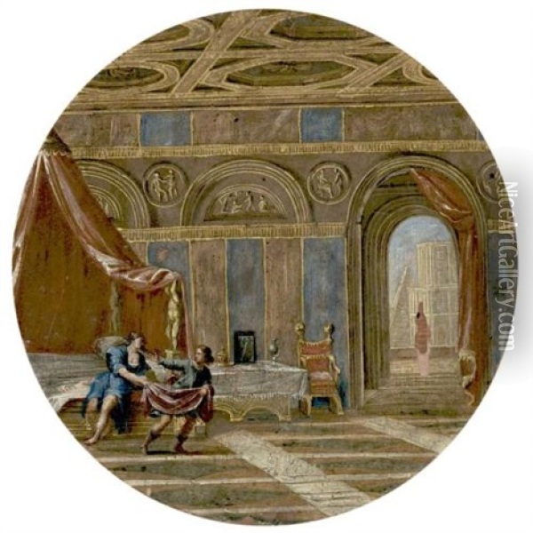 Joseph And Potiphar's Wife Oil Painting - Filippo (il Bizzarro) Gagliardi